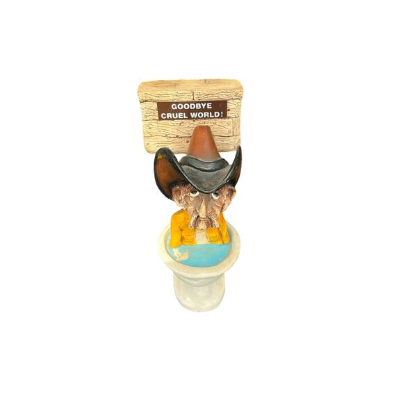 Vintage 1980s Bill Vernon Shade Tree Creations Cowboy Western in a toilet. - Picture 1 of 4
